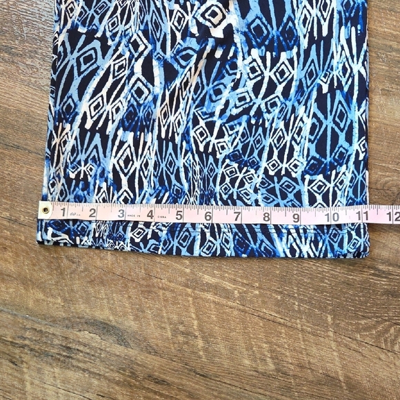 AB Studio Blue and White Geometric Wide Leg Pants Women's Size XL - Picture 7 of 9